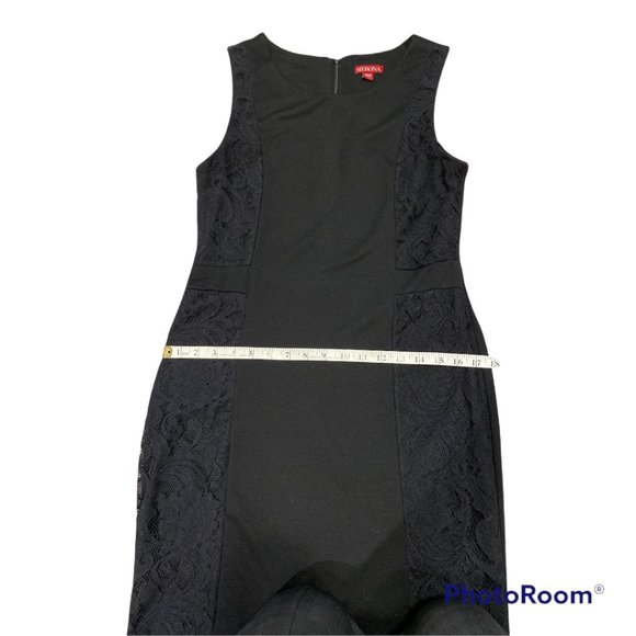 MERONA Little Black Dress Size Medium Simple But Elegant Lace Panels - Picture 14 of 16